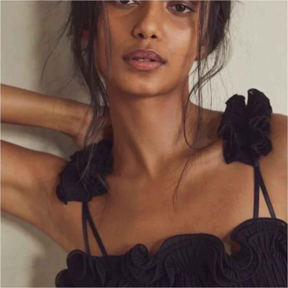 JOIE Ruffle Strappy Black Bodysuit - Picture 3 of 6